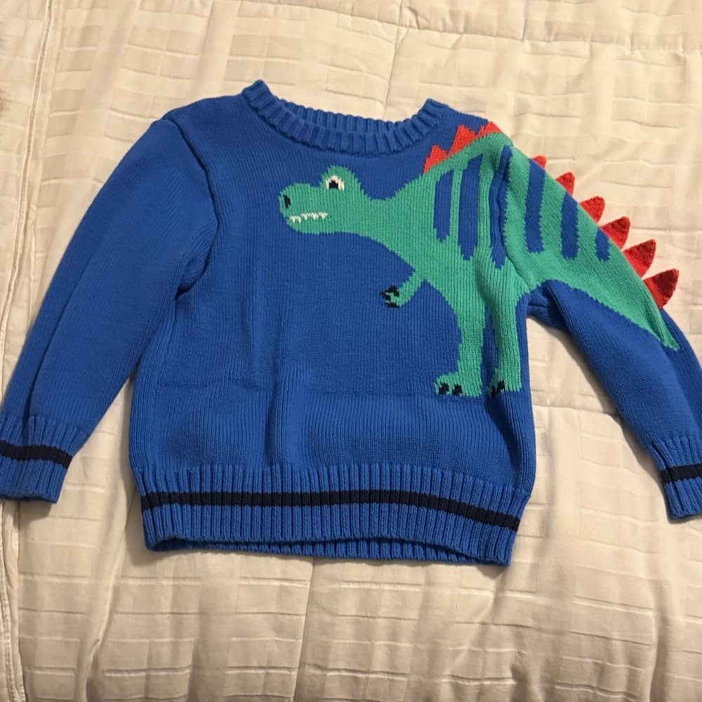 Cat & Jack Blue Sweater with Green Dinosaur